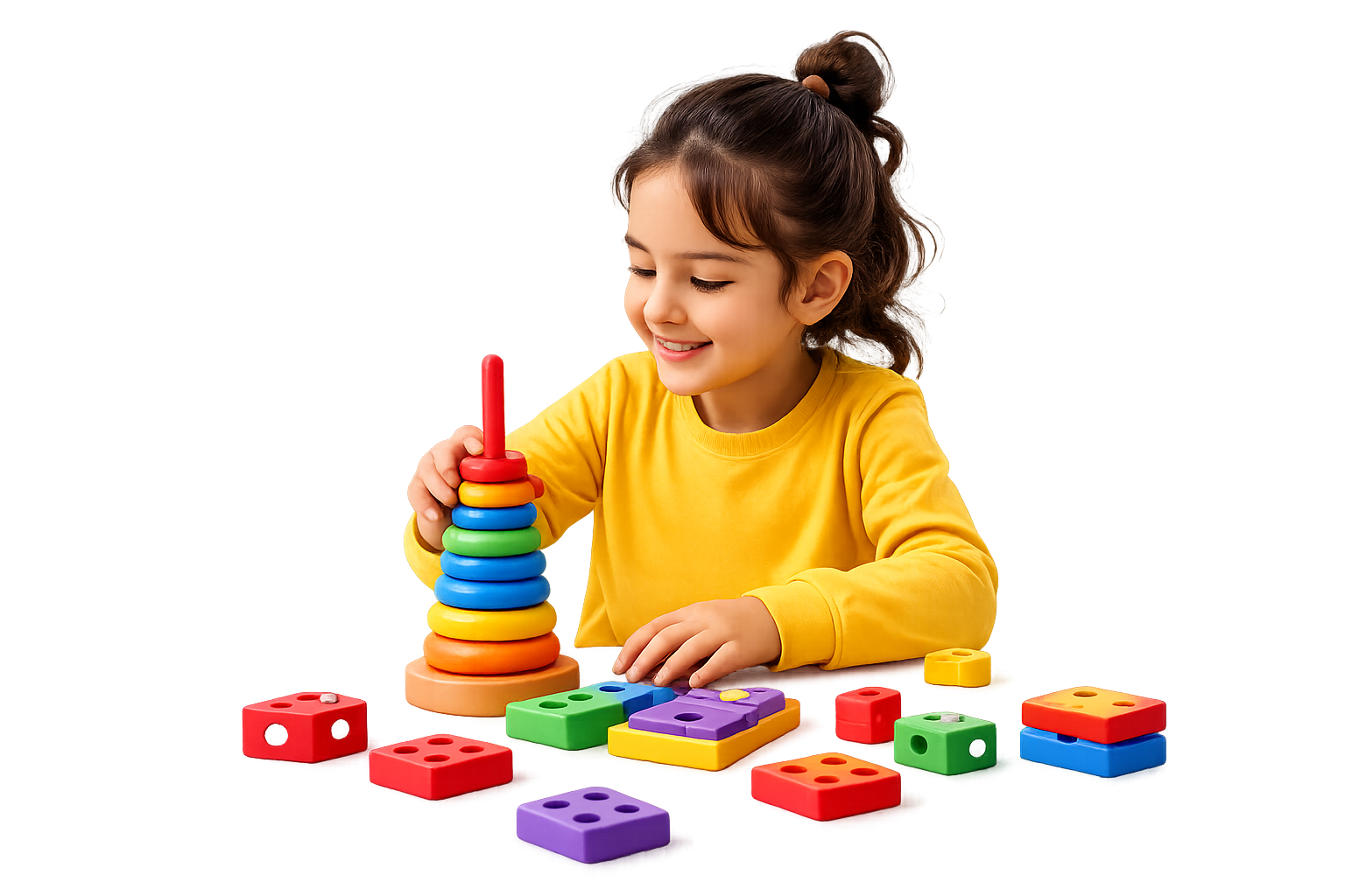 Child playing with educational toys